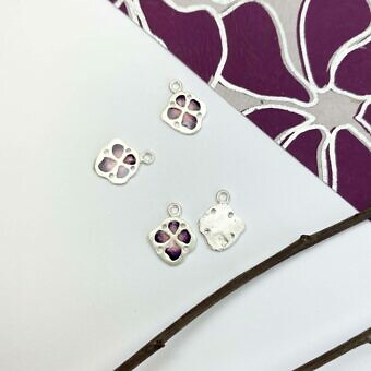 Wildflower Enamel Gradient Purple Sterling Silver .925 - Pendants Charms