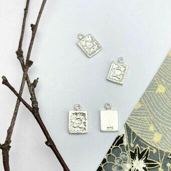 Rectangle Framed Daisy Flower Sterling Silver .925 - Pendants Charms