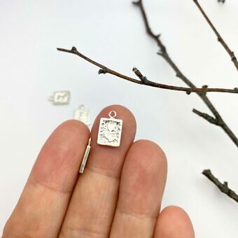 Alternative view of Rectangle Framed Tulip Flower Sterling Silver .925 - Pendants Charms