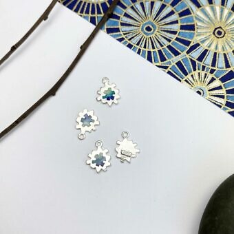 Garden Flower Enamel Gradient Blue Sterling Silver .925 - Pendants Charms