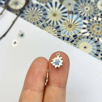Alternative view of Garden Flower Enamel Gradient Blue Sterling Silver .925 - Pendants Charms