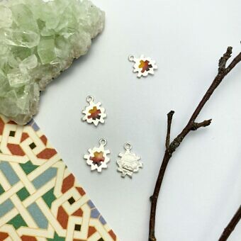 Garden Flower Enamel Gradient Sunset Sterling Silver .925 - Pendants Charms