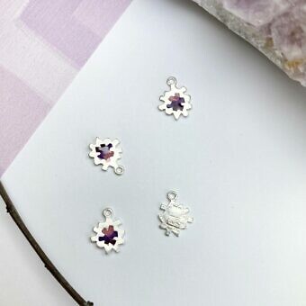 Garden Flower Enamel Gradient Purple Sterling Silver .925 - Pendants Charms