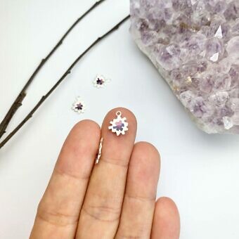 Alternative view of Garden Flower Enamel Gradient Purple Sterling Silver .925 - Pendants Charms
