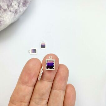 Alternative view of Rectangle Starburst Window Enamel Gradient Purple Sterling Silver .925 - Pendants Charms