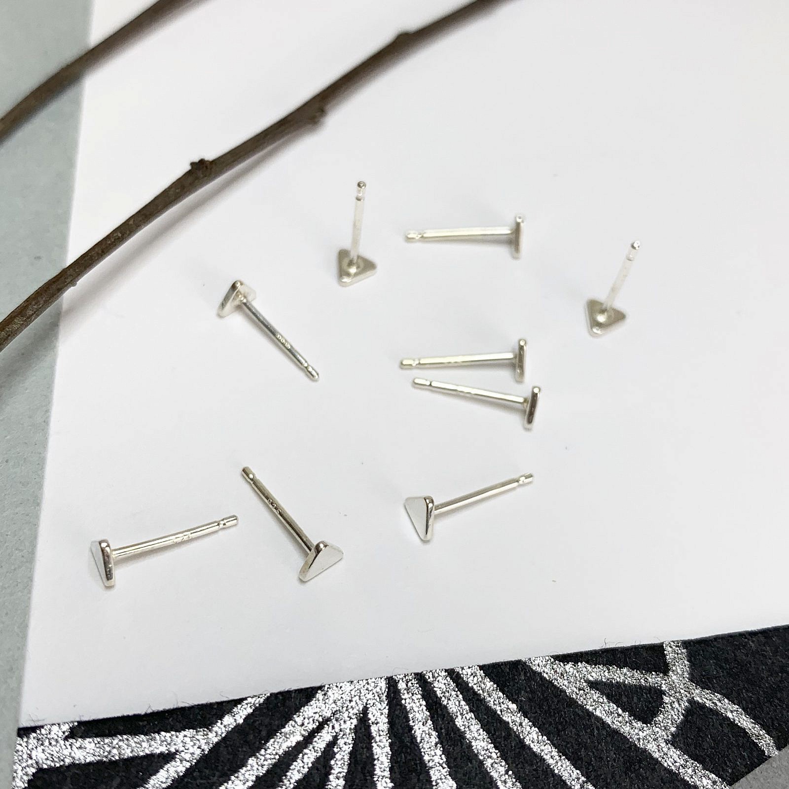 4mm Yield Triangle Disc Blanks Studs Earrings Sterling Silver
