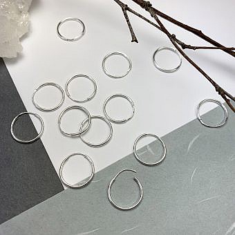 15mm Endless Hoops Sleeper Earrings Sterling Silver .925