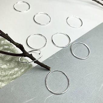 20mm Endless Hoops Sleeper Earrings Sterling Silver .925