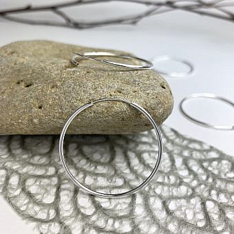 30mm Endless Hoops Sleeper Earrings Sterling Silver .925