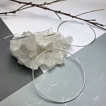 70mm Endless Hoops Sleeper Earrings Sterling Silver .925