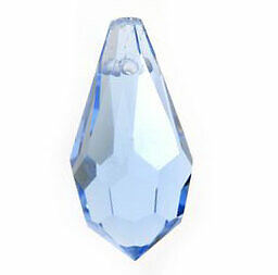 18x9mm Light Sapphire Blue XL Flat Top Faceted Briolette Teardrop Czech Preciosa Crystals Beads