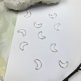 Mini Half Moon Bubble Sterling Silver .925 - Charms Pendants Connectors