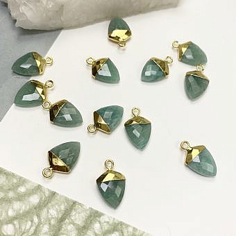 Russian Amazonite Faceted Acorn 22kt Gold Plated Copper - Pendants Charms