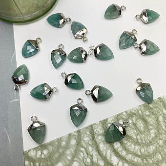 Russian Amazonite Faceted Acorn Sterling Silver Plated Copper - Pendants Charms