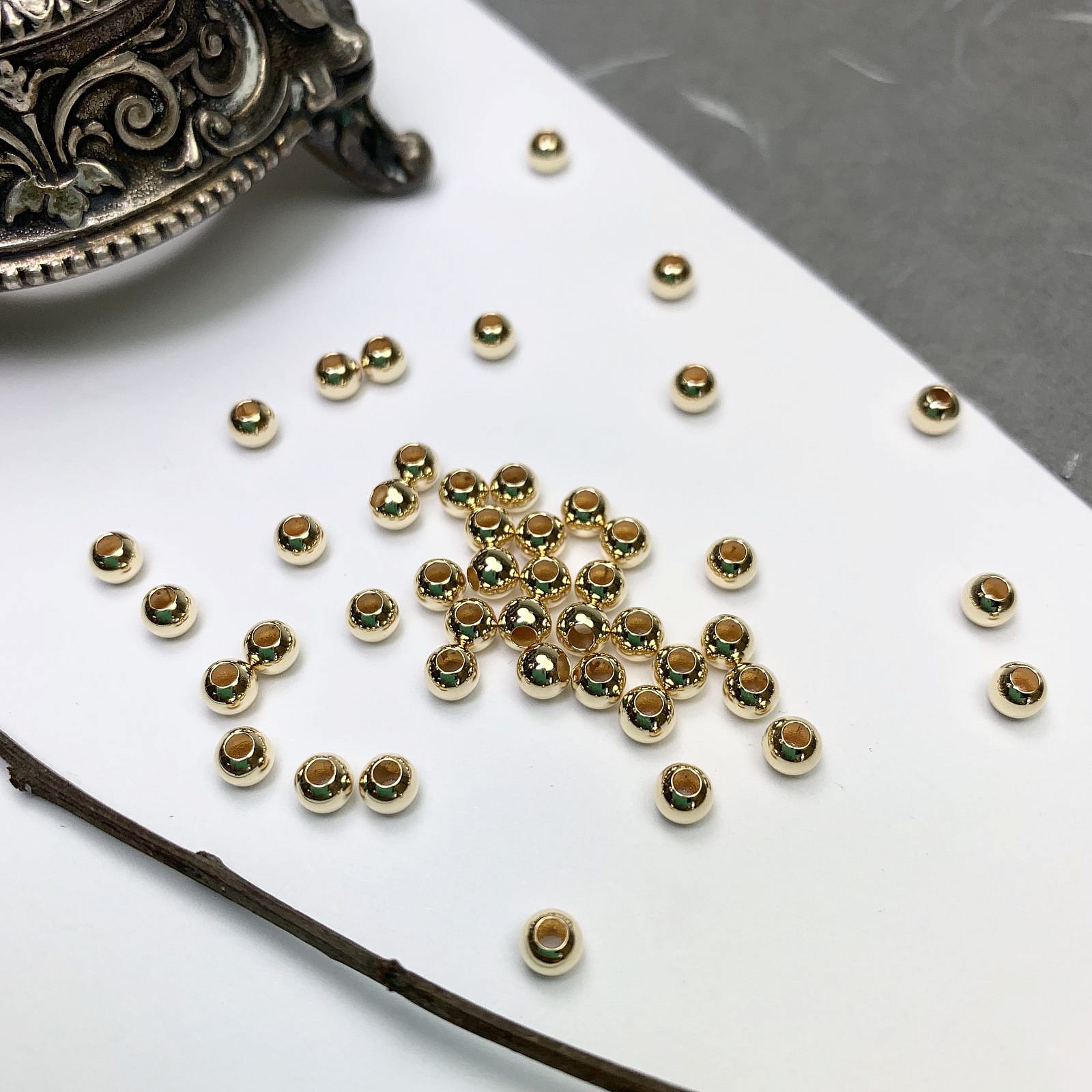 4mm Seamless Smooth Round Beads Large Hole 14kt Gold Filled