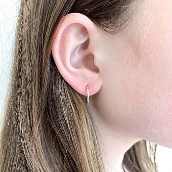Alternative view of 14mm Endless Hoops Sleeper Earrings 14kt Gold Filled