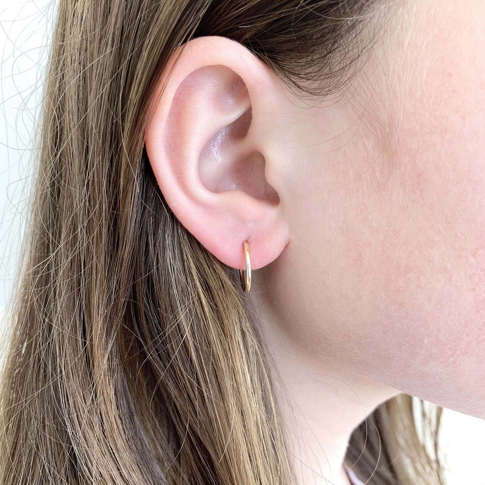 14mm Endless Hoops Sleeper Earrings 14kt Gold Filled - Image 2