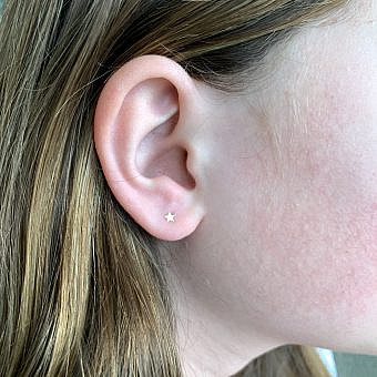 Alternative view of 3.5mm Mini Star Disc Blanks Studs Earrings 14kt Gold Filled