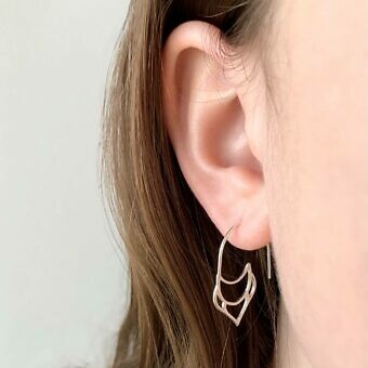 Alternative view of Eastern Lotus Flower Hook Earrings Satin 14kt Gold Vermeille Amoracast