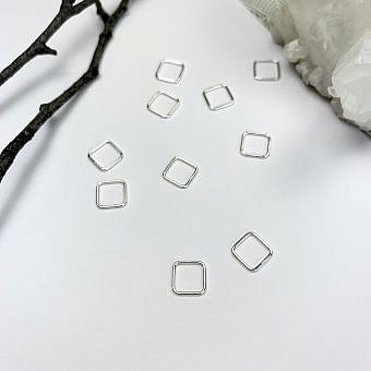 Mini Diamond Square Bubble Sterling Silver .925 - Connectors Pendants Charms