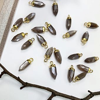 Chocolate Moonstone Mini Pendulum 22kt Gold Plated Copper - Pendants Charms