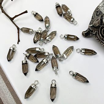 Smoky Quartz Mini Pendulum Sterling Silver Plated Copper