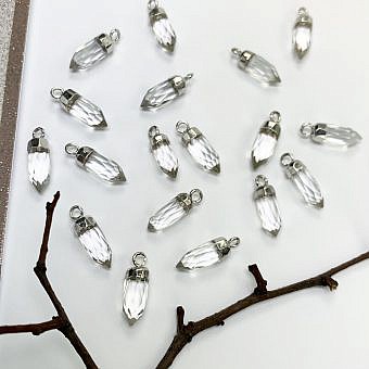 Clear Quartz Mini Pendulum Sterling Silver Plated Copper - Pendants Charms (April)