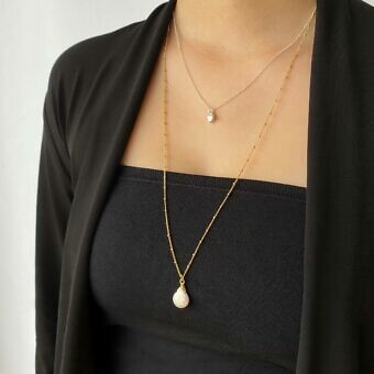 Alternative view of 24" Satellite Beaded Curb Finished Chain 14kt Gold Filled