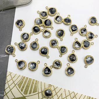 Dendritic Opal Faceted Sweetheart Sun 22kt Gold Vermeille - Pendants Charms