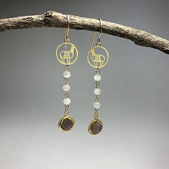 Alternative view of No Drama Llama Round Frame Brushed 14kt Gold Vermeille Amoracast - Pendants Charms