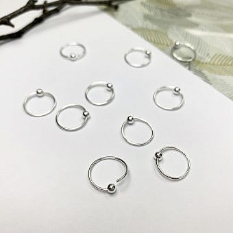 12mm Endless Hoops with 3mm Ball Sleeper Earrings Sterling Silver .925