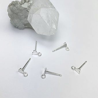 3.5mm Mini Heart Studs Earrings with Open Loop Sterling Silver .925