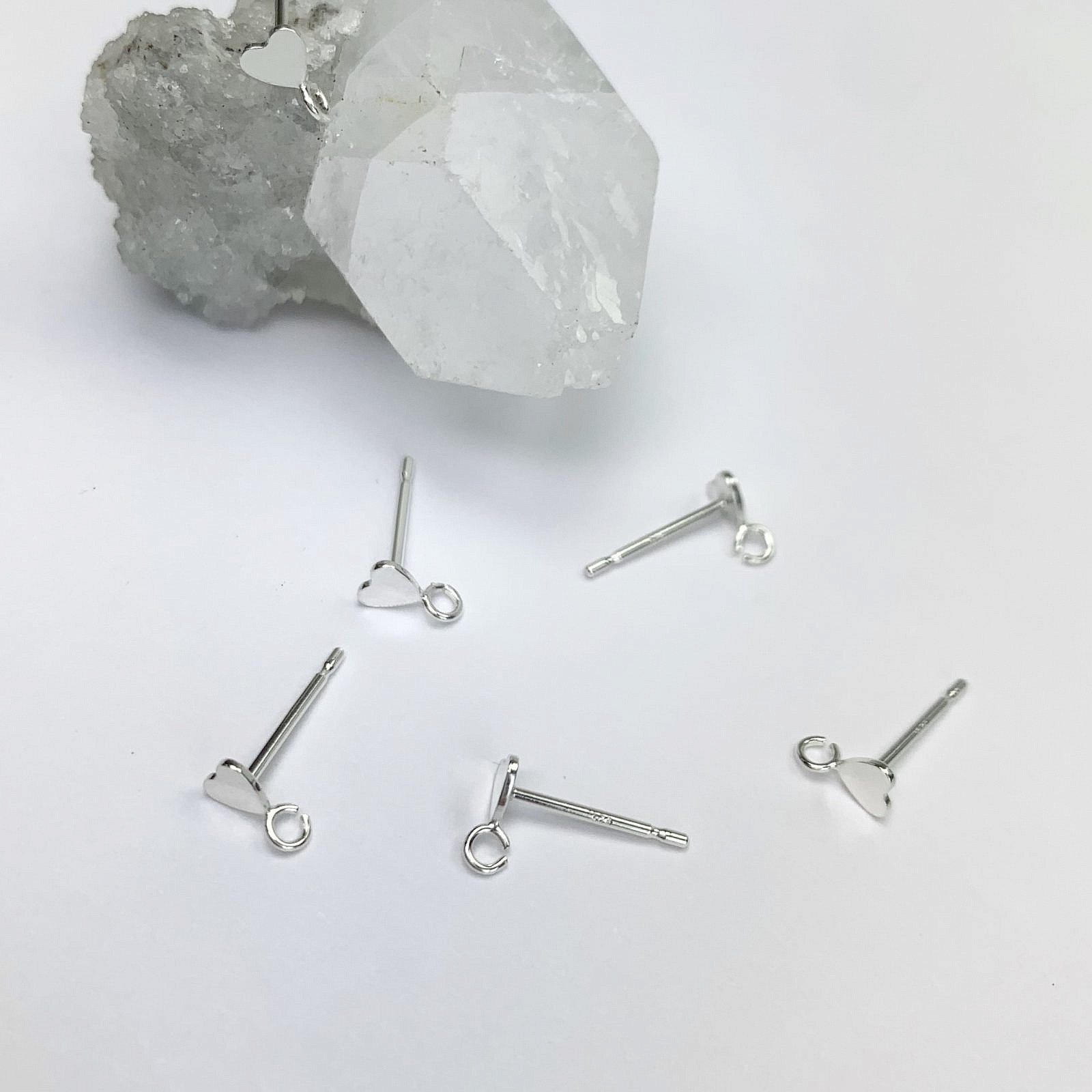 3.5mm Mini Heart Studs Earrings with Open Loop Sterling Silver .925