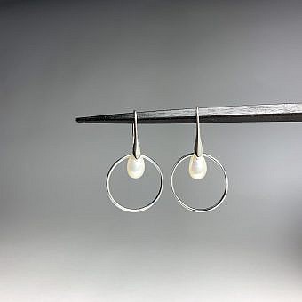Alternative view of Small Pendulum Marquise with Adjustable Pin Hook Earrings Sterling Silver .925 Amoracast