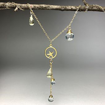 Alternative view of Starfish Organic Round Frame Brushed 14kt Gold Vermeille Amoracast - Pendants Charms