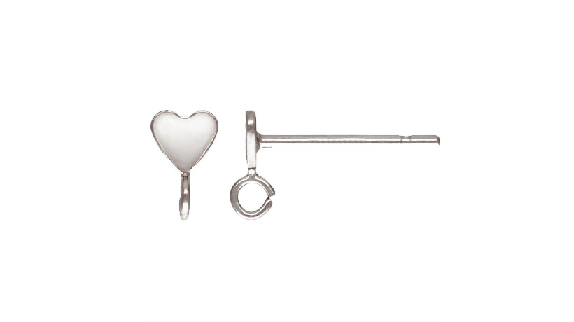 3.5mm Mini Heart Studs Earrings with Open Loop Sterling Silver .925 - Image 2