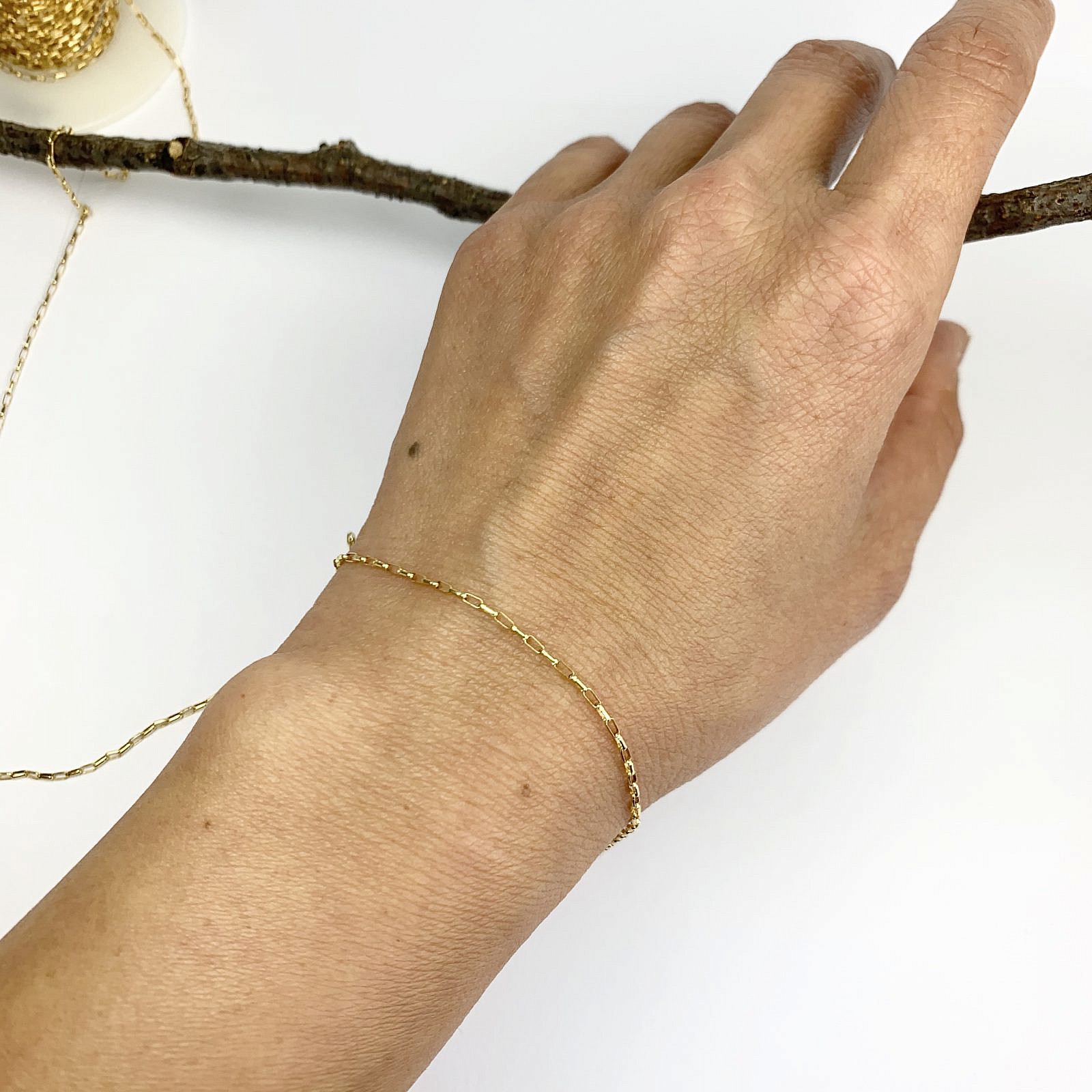 1.45mm Rectangle Paperclip Chain By the Meter 14kt Gold Filled - Image 2