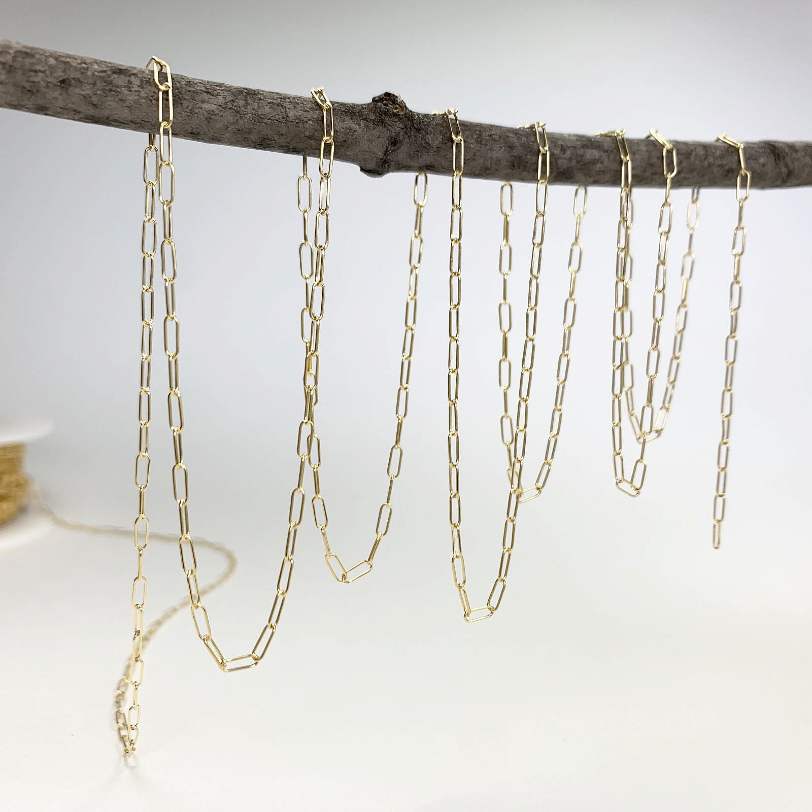 2mm Flat Rectangle Paperclip Chain By the Meter 14kt Gold Filled