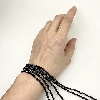 Alternative view of 2.5x3.5mm Micro Faceted Rondelle Black Spinel Beads