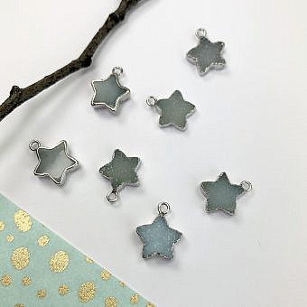 Ocean Blue Druzy Agate Star Sterling Silver Over Copper