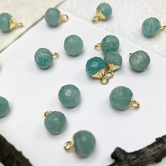 Russian Amazonite Faceted Berries 22kt Gold Plated Copper - Pendants Charms