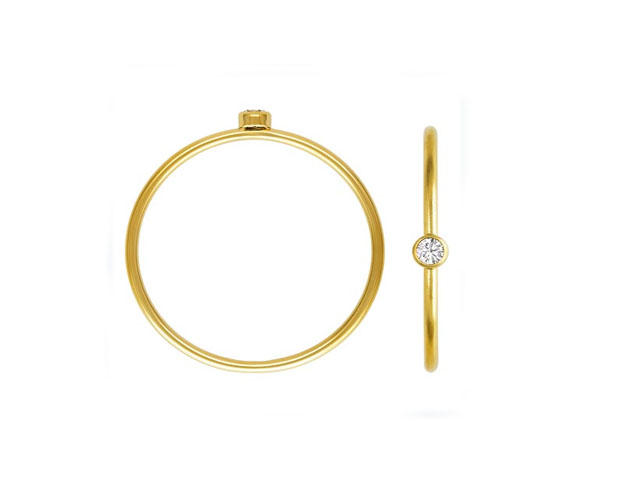 Tiny 2mm Clear Round Bezel Set CZ Crystal Stacking Ring 14kt Gold Filled Birthstones (April) Size 10 - Image 11