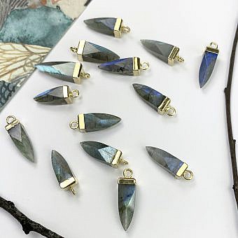 Labradorite Spire 22kt Gold Plated Copper - Pendants Charms