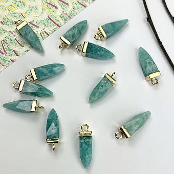 Russian Amazonite Spire 22kt Gold Plated Copper - Pendants Charms