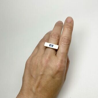 Alternative view of Be Bold with Rectangle Baguette Stone Rings Brushed Rhodium Plated Sterling Silver .925