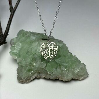 Alternative view of Large Monstera Leaf Brushed 14kt Gold Vermeille Amoracast - Pendants Charms