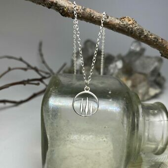 Alternative view of Cypress Trees Organic Round Circle Frame Brushed 14kt Gold Vermeille Amoracast - Pendants Charms