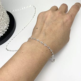 Alternative view of 3.05mm Hammered Diamond Dapped Chain By the Meter Sterling Silver .925