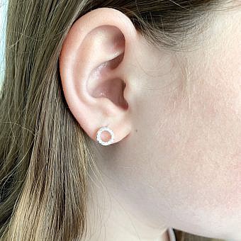 Alternative view of 7mm Pavé Clear CZ Crystals Circle Infinity Studs Earrings Sterling Silver .925
