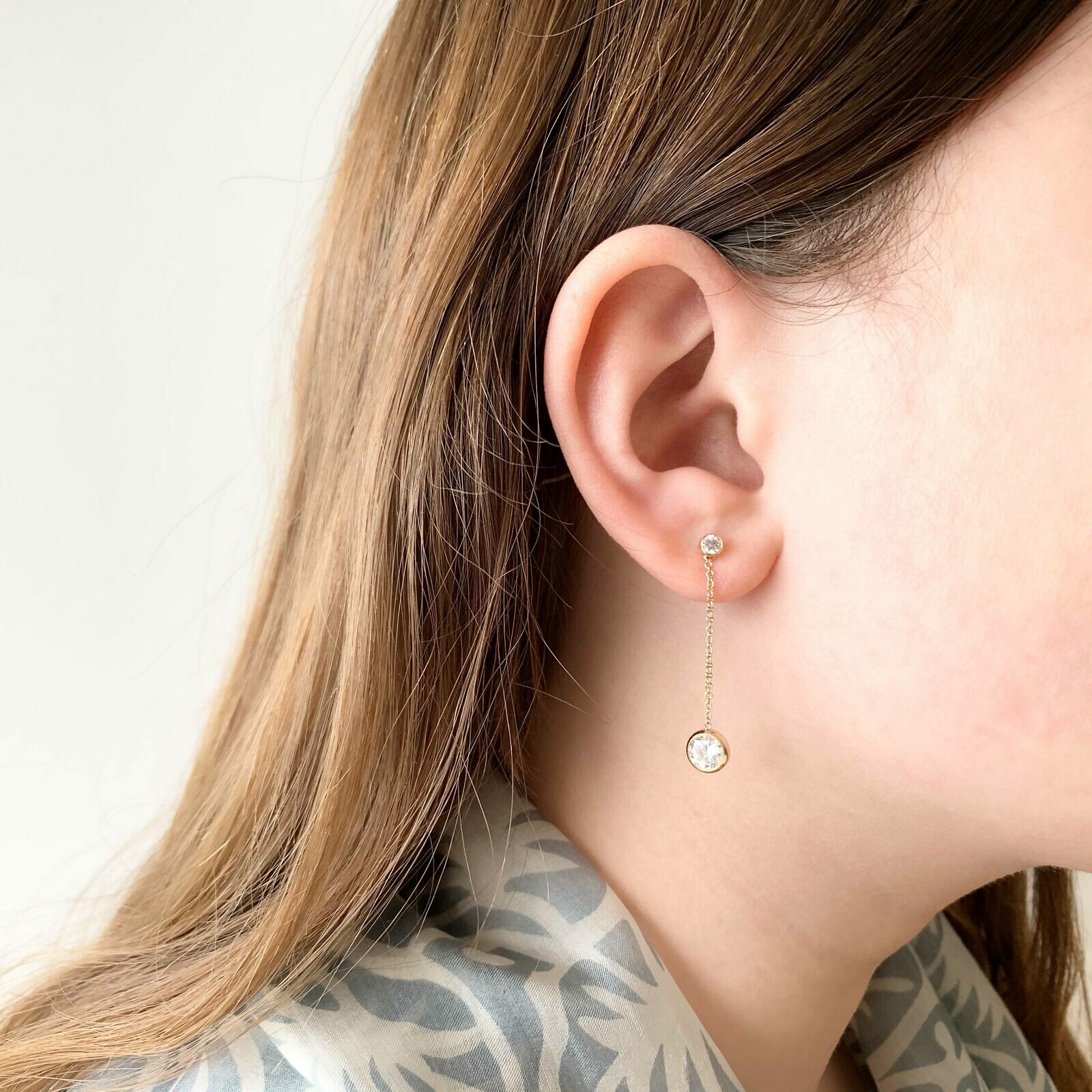 3mm Round Clear CZ Crystal Studs Earrings 14kt Gold Filled Birthstones (April) - Image 3